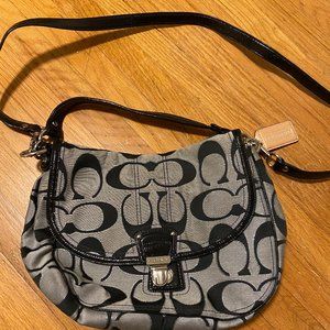 Coach Poppy Metallic Hobo- Black and Grey, crossbody bag